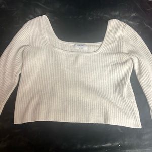Ribbed sweater. Off shoulder wide neck